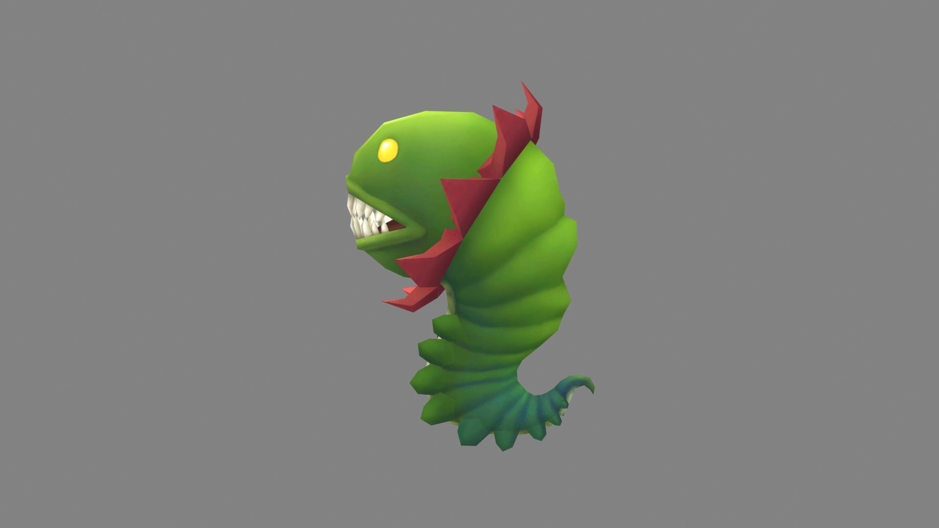 Big-mouthed caterpillar monster  Low-poly 3D model_1