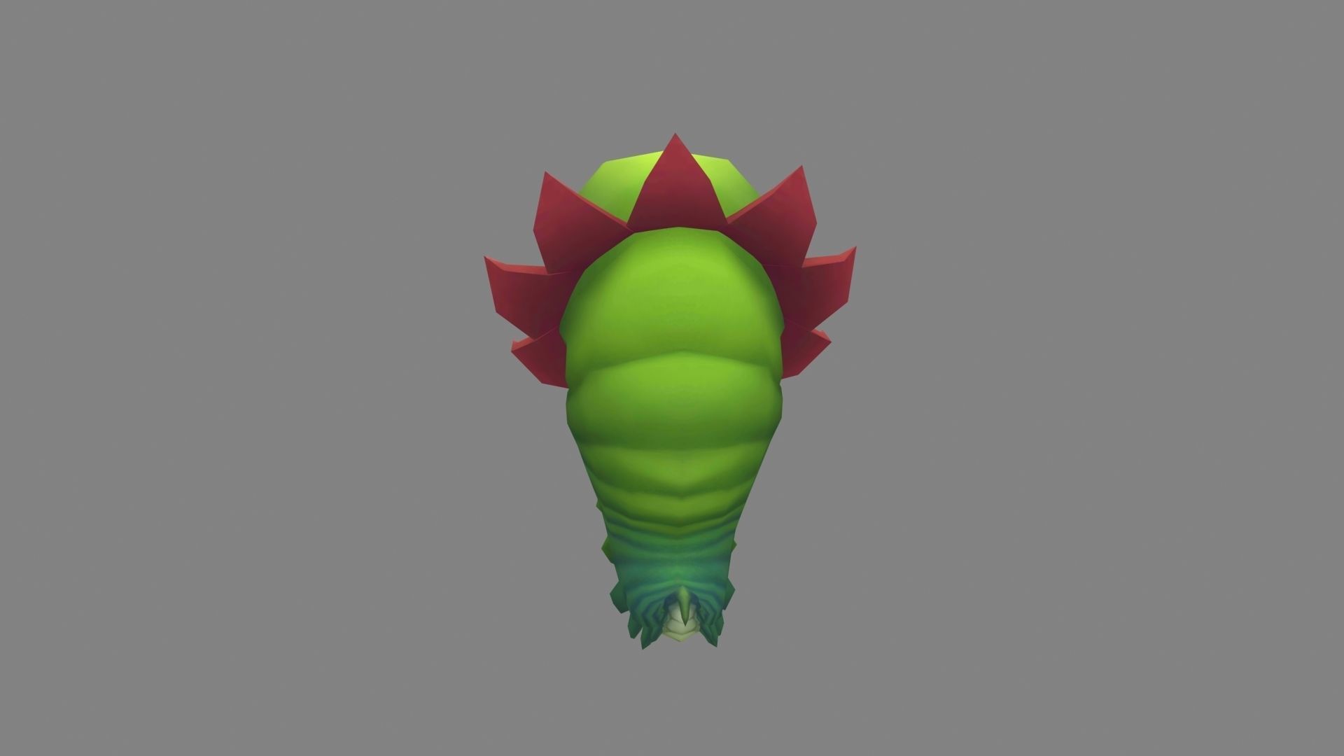 Big-mouthed caterpillar monster  Low-poly 3D model_2