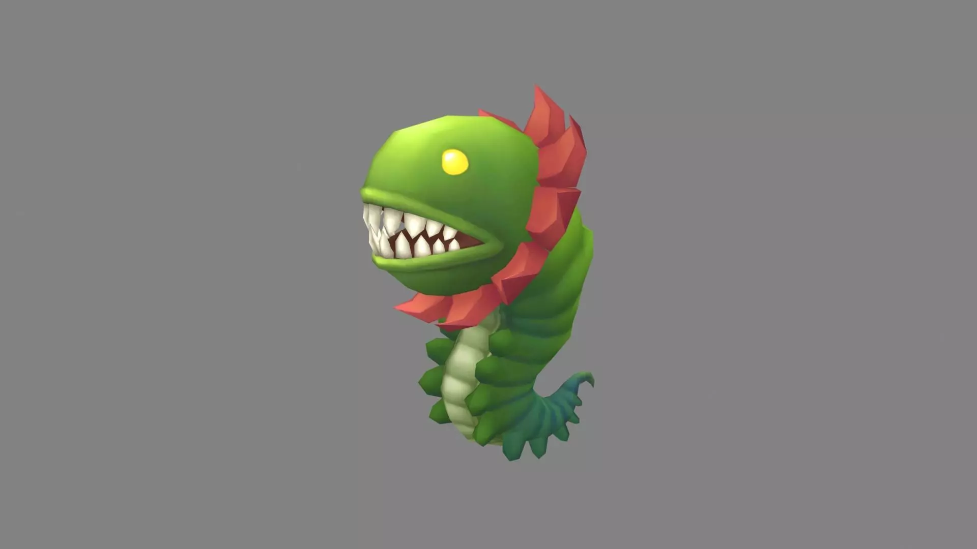 Big-mouthed caterpillar monster  Low-poly 3D model_0