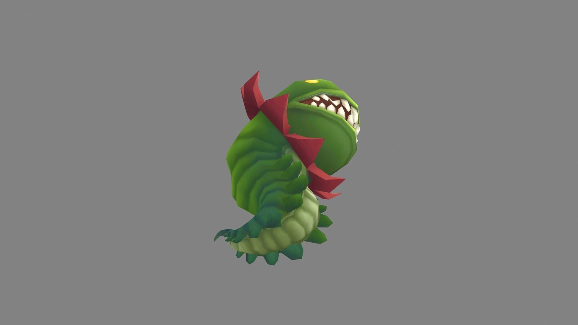 Big-mouthed caterpillar monster  Low-poly 3D model_3