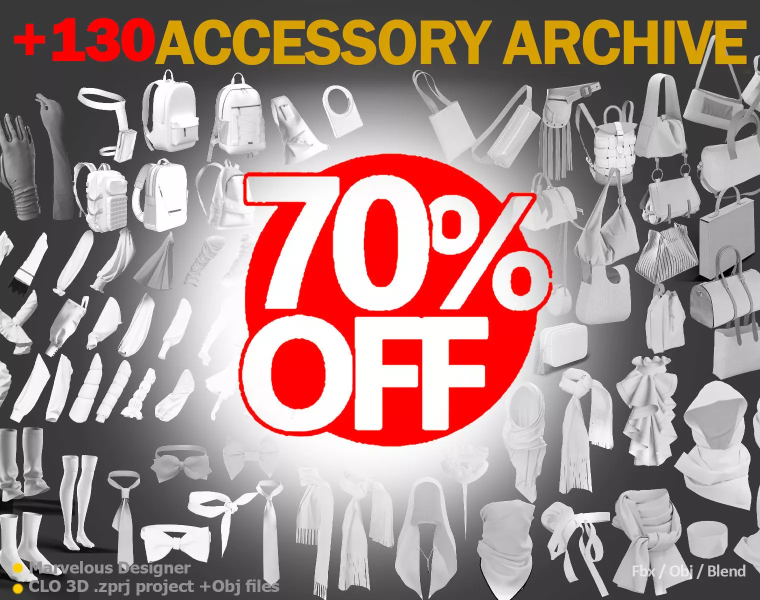 130 ACCESSORY ARCHIVE WITH 70 DISCOUNT Low-poly 3D model_0
