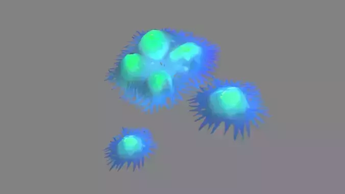 Cartoon spider eggs - blue worm