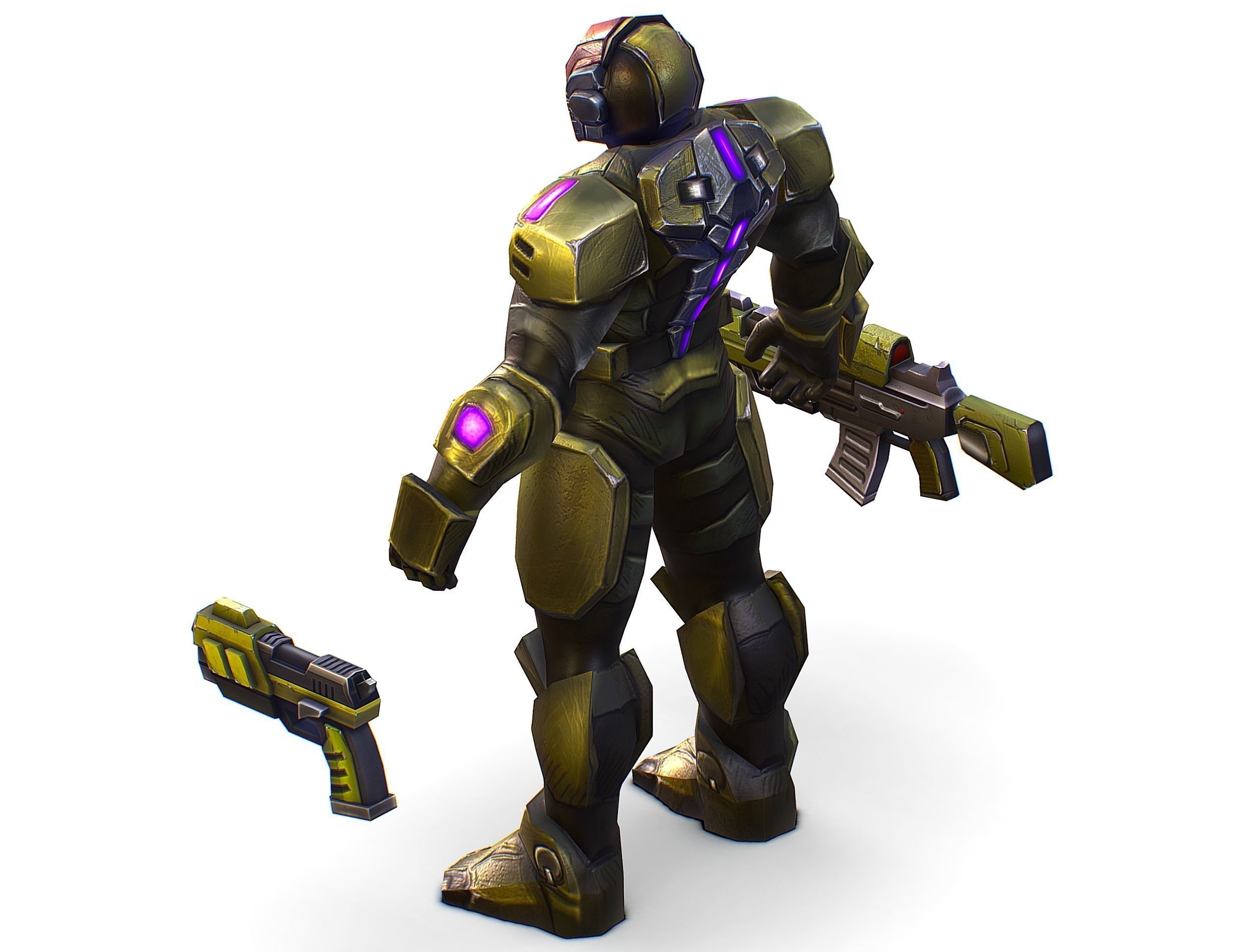 Sci-Fi Man Cyborg male Drone Trooper Soldier Low-poly 3D model_33