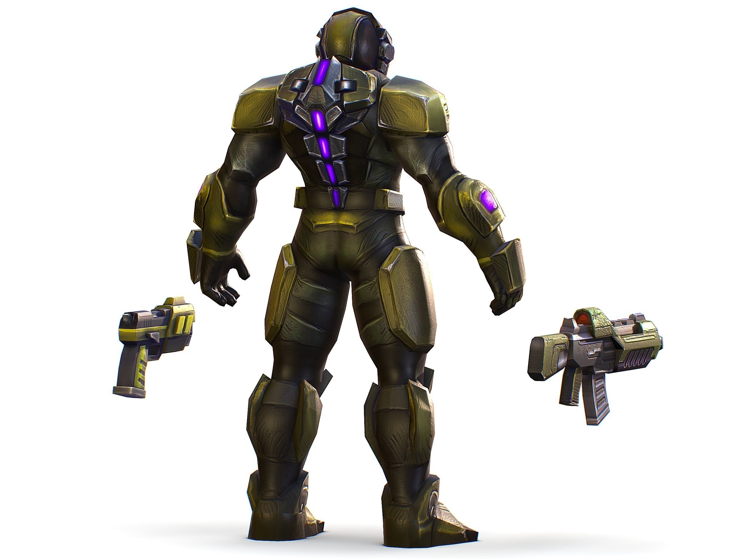 Sci-Fi Man Cyborg male Drone Trooper Soldier Low-poly 3D model_9