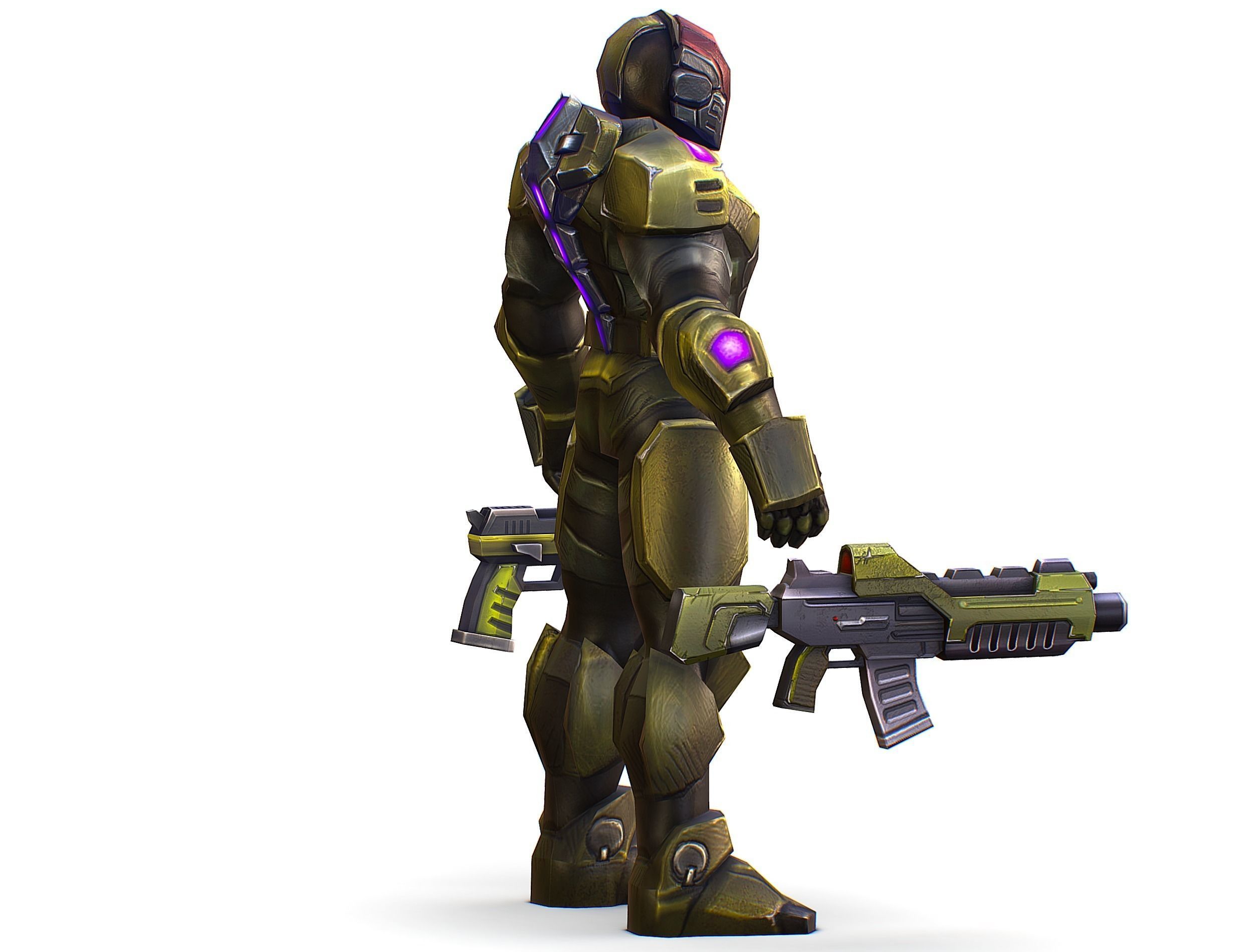 Sci-Fi Man Cyborg male Drone Trooper Soldier Low-poly 3D model_6