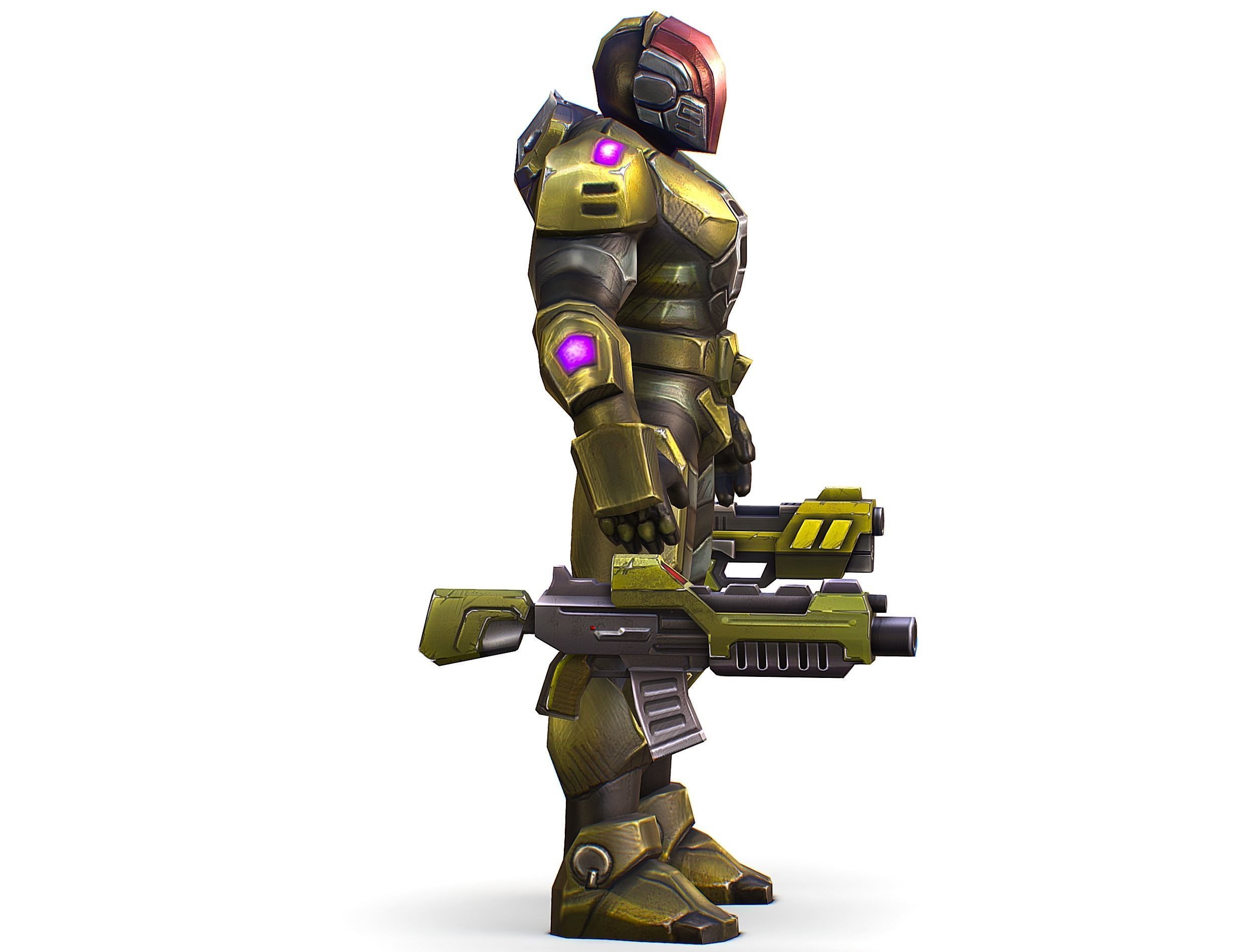 Sci-Fi Man Cyborg male Drone Trooper Soldier Low-poly 3D model_4