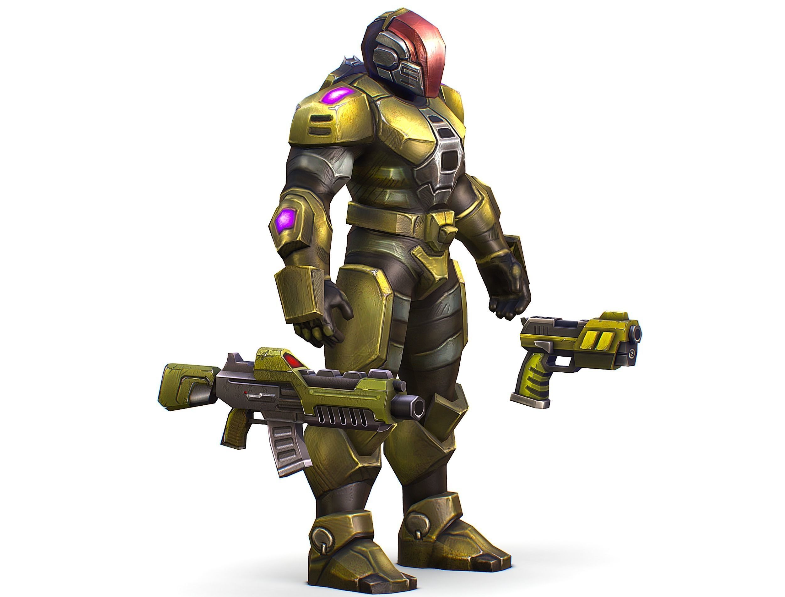 Sci-Fi Man Cyborg male Drone Trooper Soldier Low-poly 3D model_2