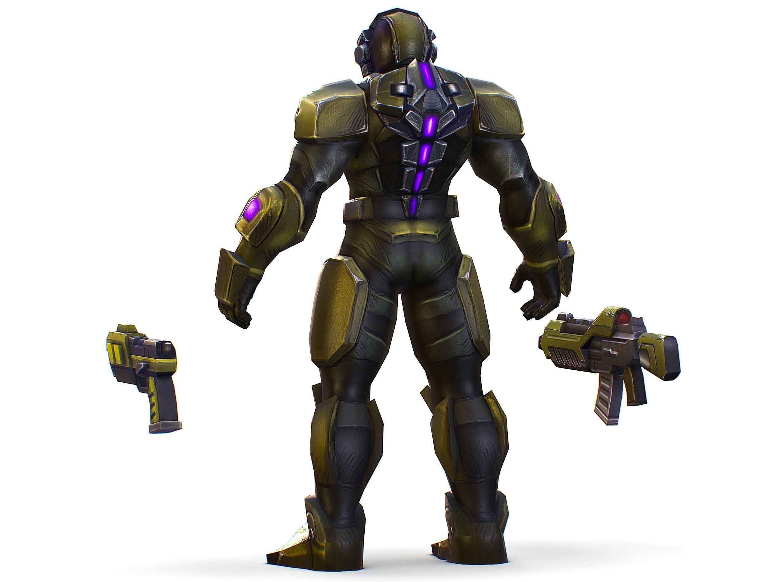 Sci-Fi Man Cyborg male Drone Trooper Soldier Low-poly 3D model_11