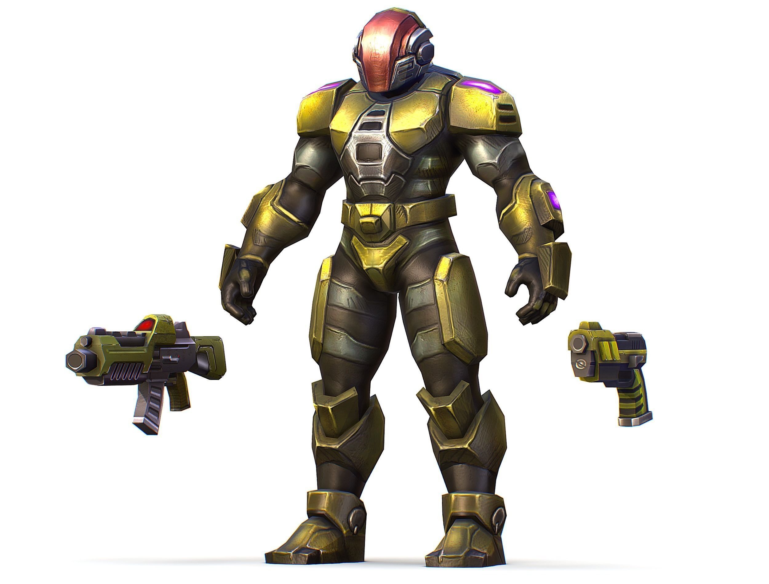 Sci-Fi Man Cyborg male Drone Trooper Soldier Low-poly 3D model_18