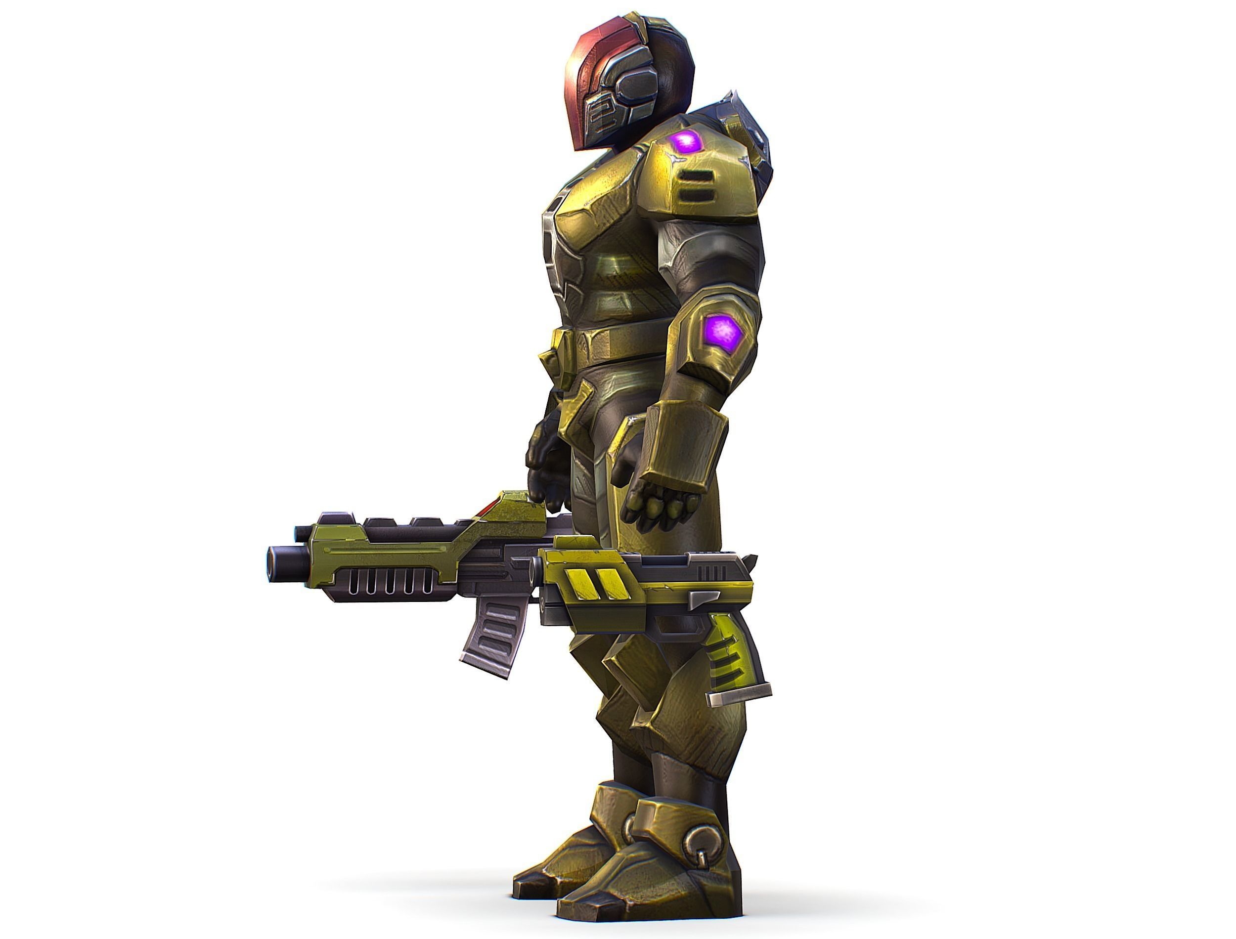 Sci-Fi Man Cyborg male Drone Trooper Soldier Low-poly 3D model_15