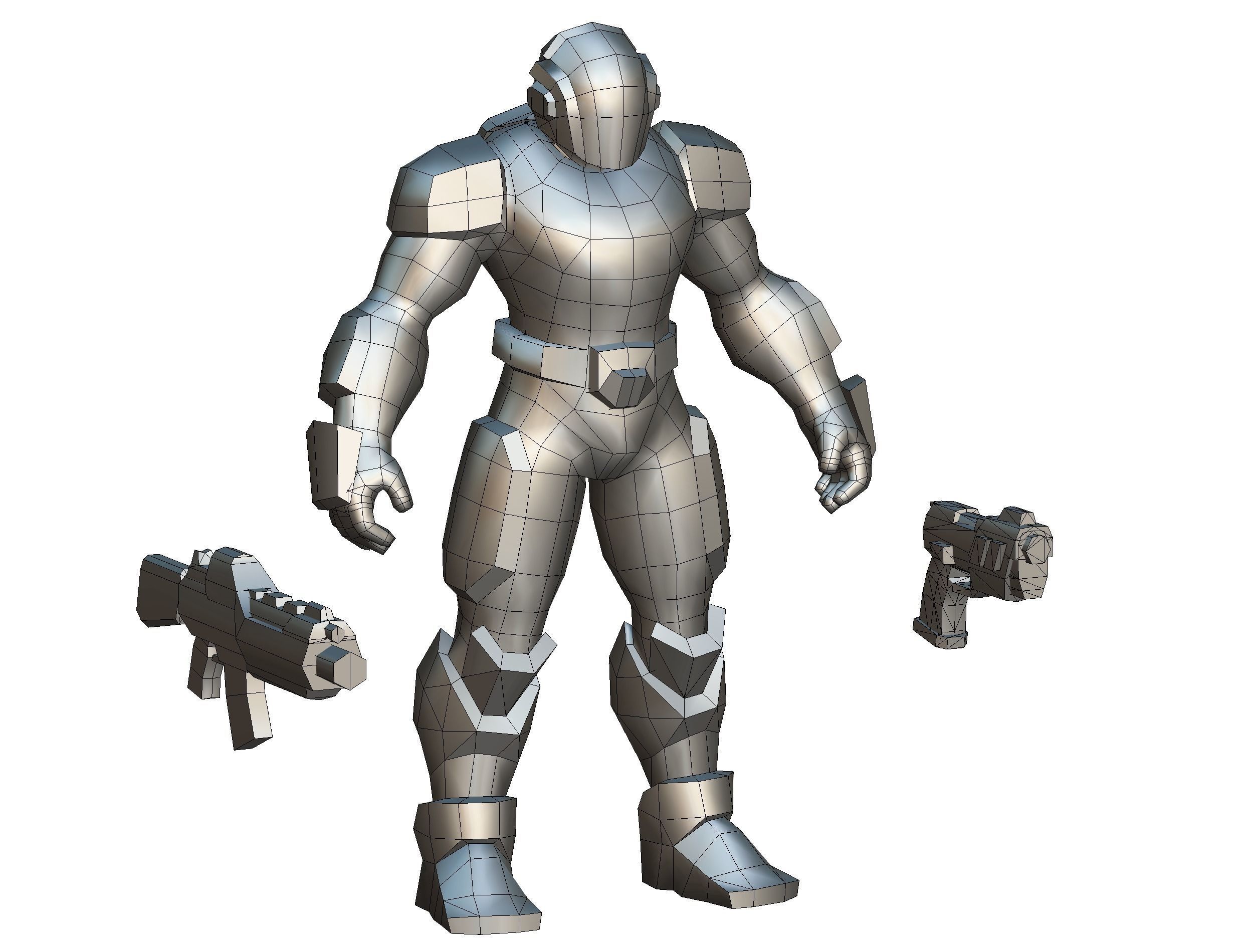 Sci-Fi Man Cyborg male Drone Trooper Soldier Low-poly 3D model_52