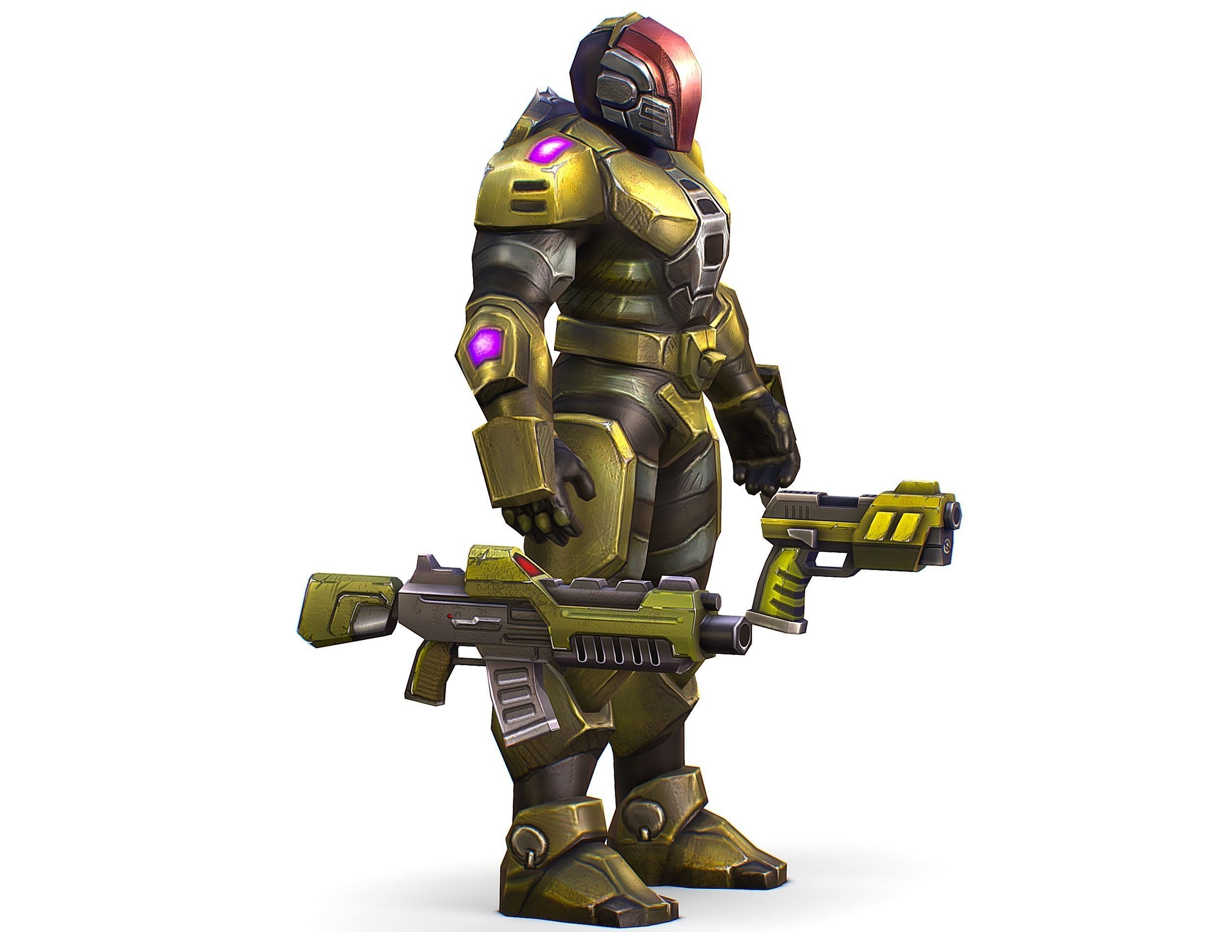 Sci-Fi Man Cyborg male Drone Trooper Soldier Low-poly 3D model_3