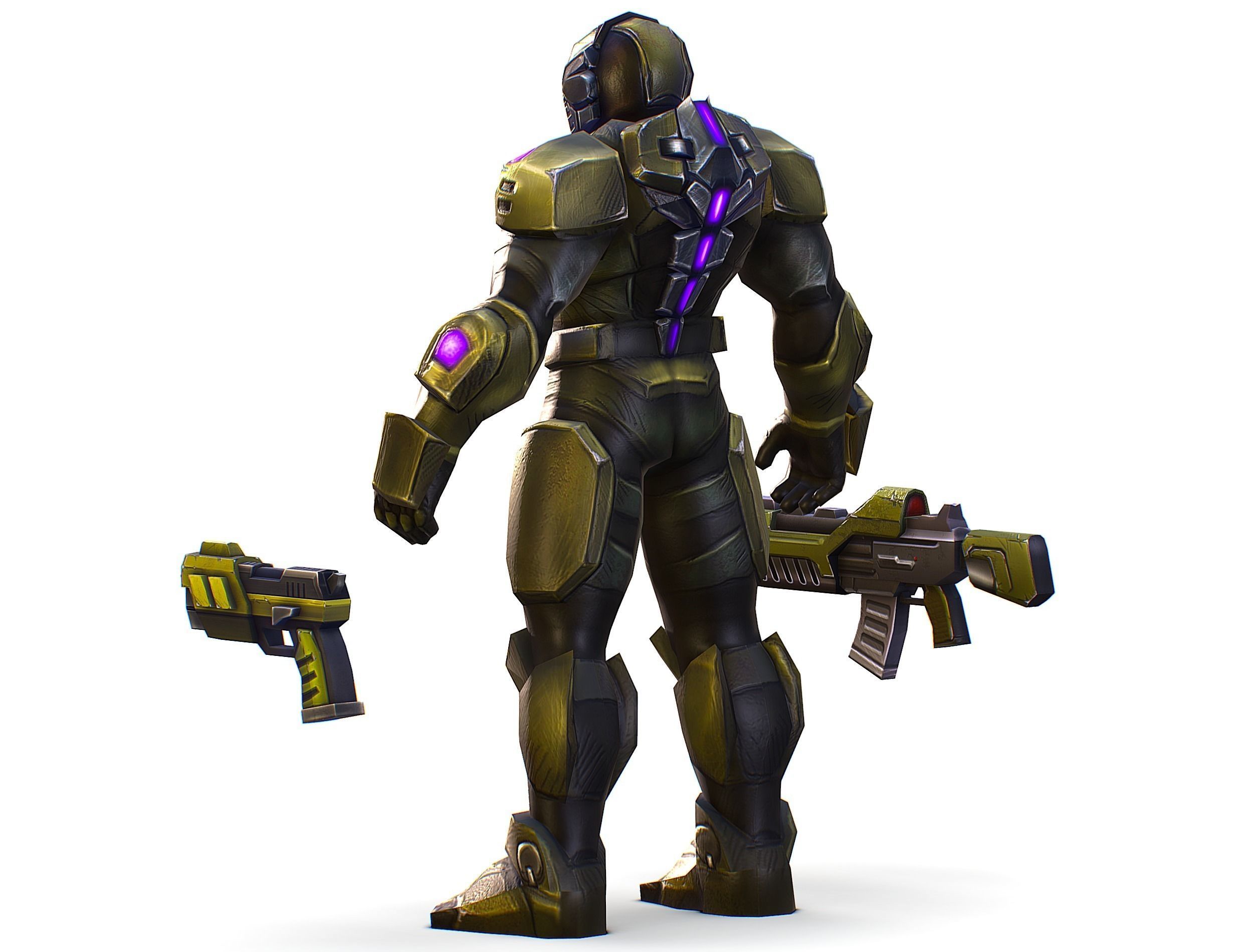 Sci-Fi Man Cyborg male Drone Trooper Soldier Low-poly 3D model_12