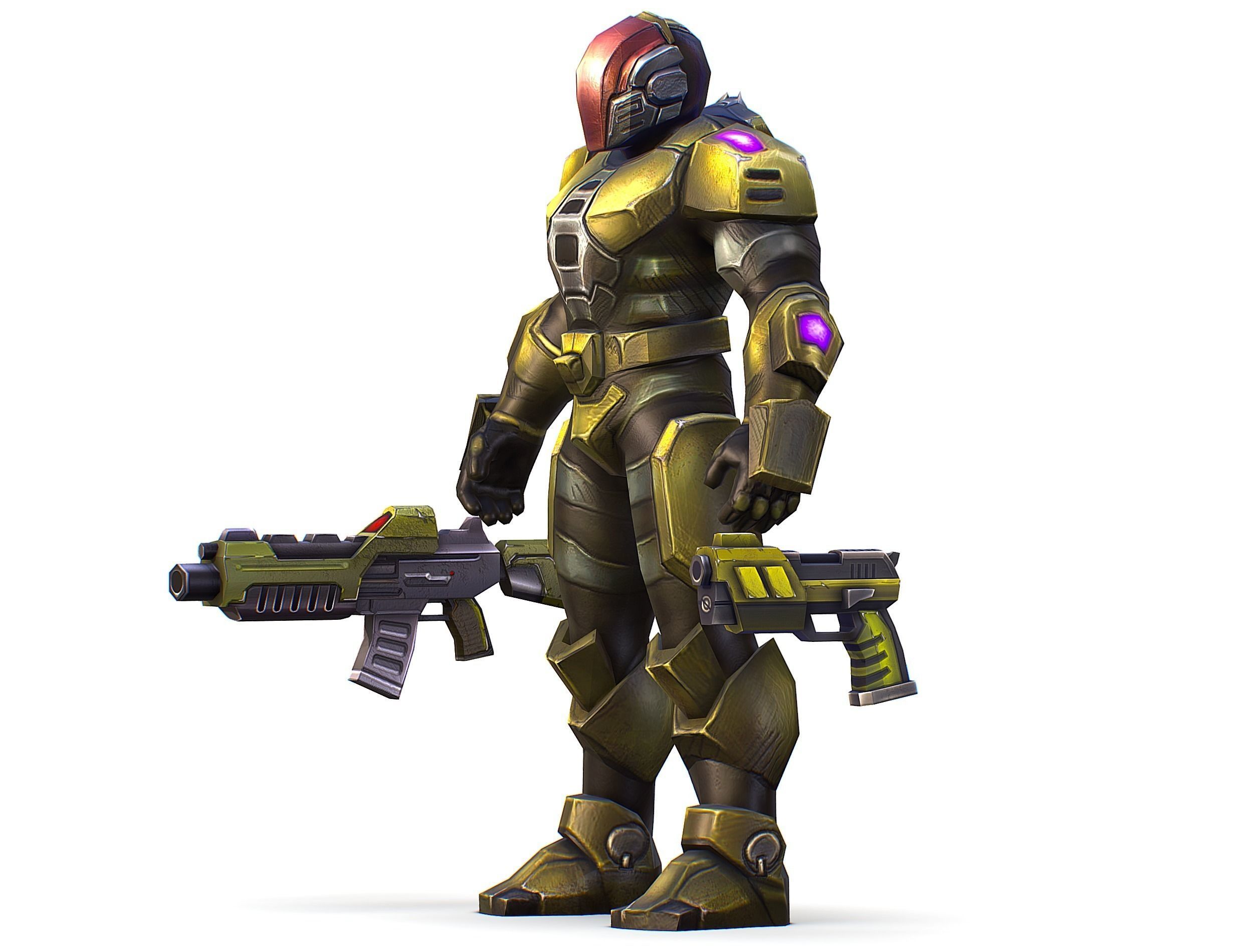 Sci-Fi Man Cyborg male Drone Trooper Soldier Low-poly 3D model_16