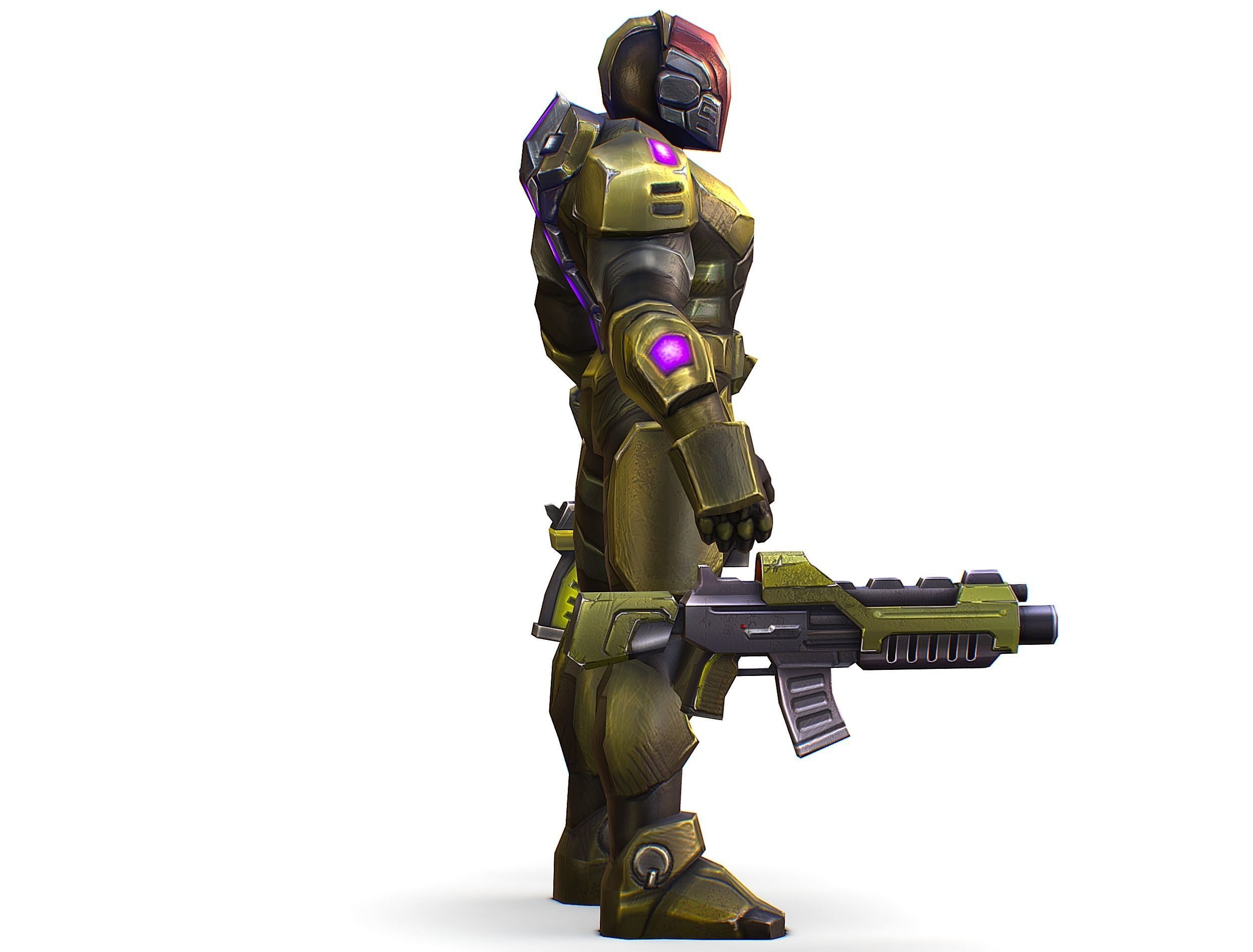 Sci-Fi Man Cyborg male Drone Trooper Soldier Low-poly 3D model_5