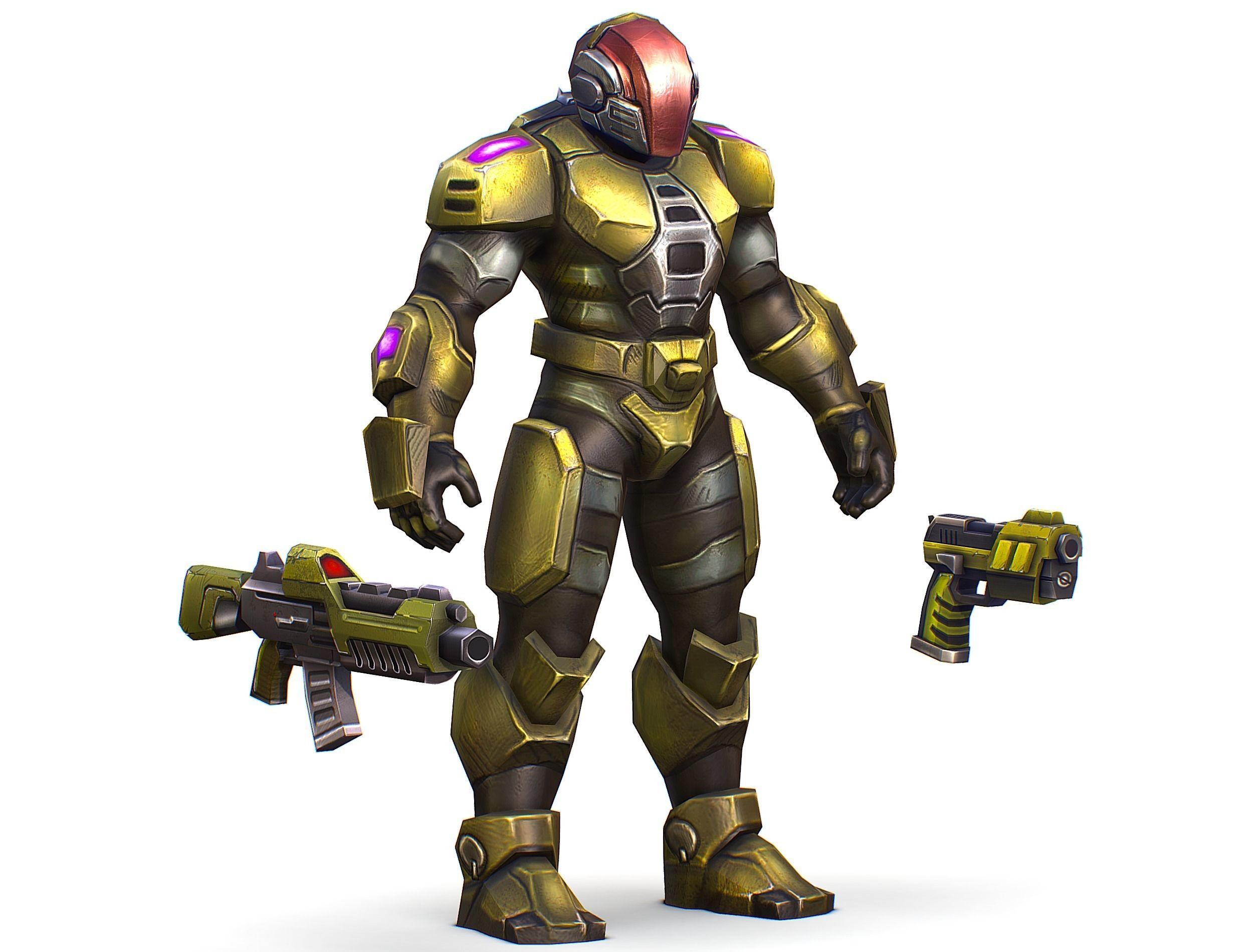 Sci-Fi Man Cyborg male Drone Trooper Soldier Low-poly 3D model_1