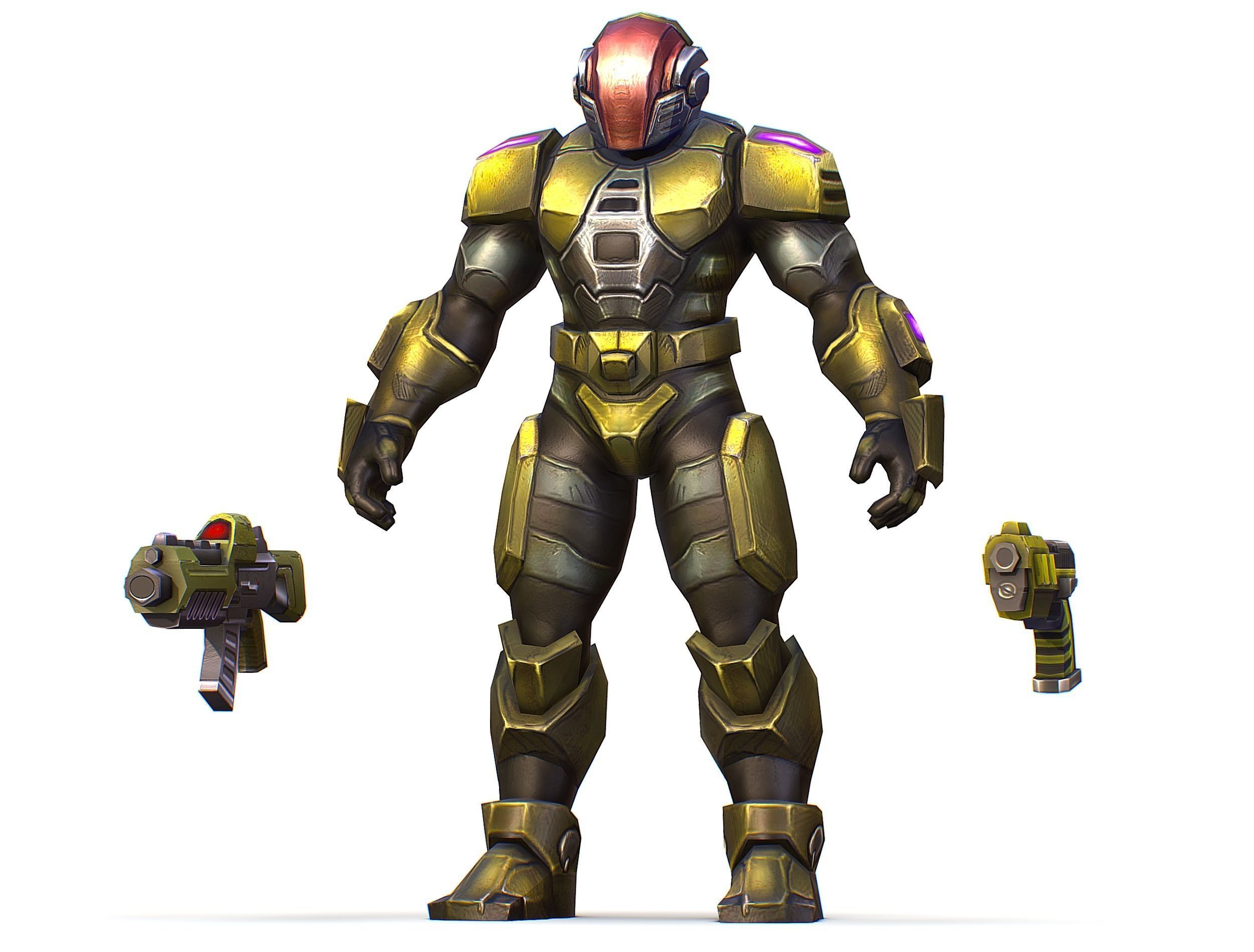 Sci-Fi Man Cyborg male Drone Trooper Soldier Low-poly 3D model_19