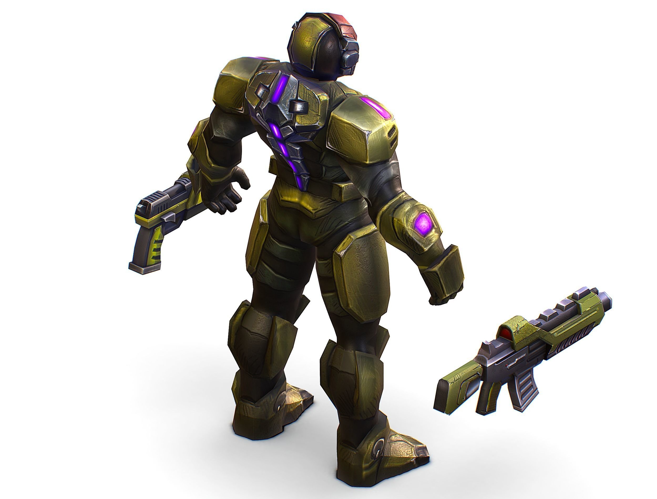 Sci-Fi Man Cyborg male Drone Trooper Soldier Low-poly 3D model_35