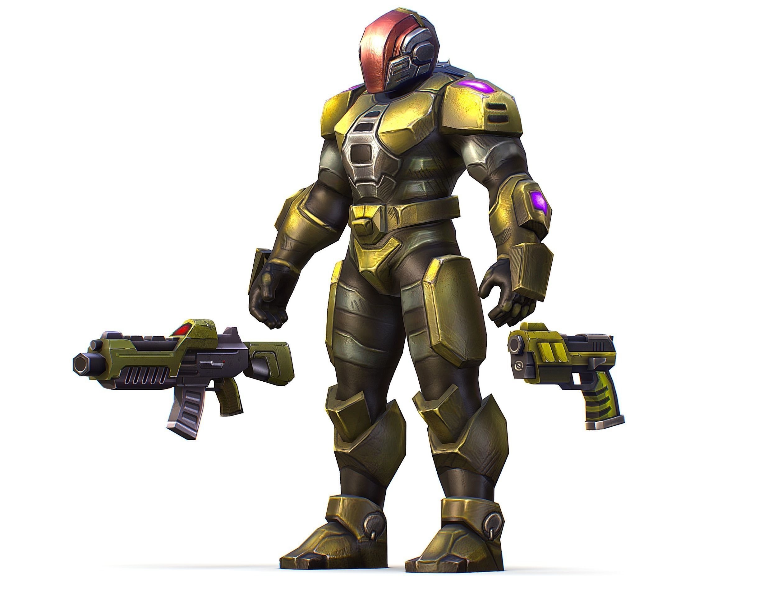 Sci-Fi Man Cyborg male Drone Trooper Soldier Low-poly 3D model_17