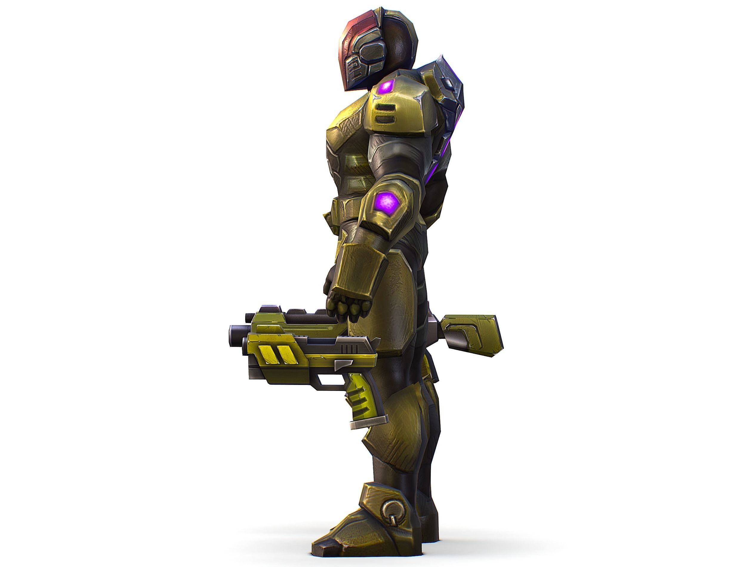 Sci-Fi Man Cyborg male Drone Trooper Soldier Low-poly 3D model_14