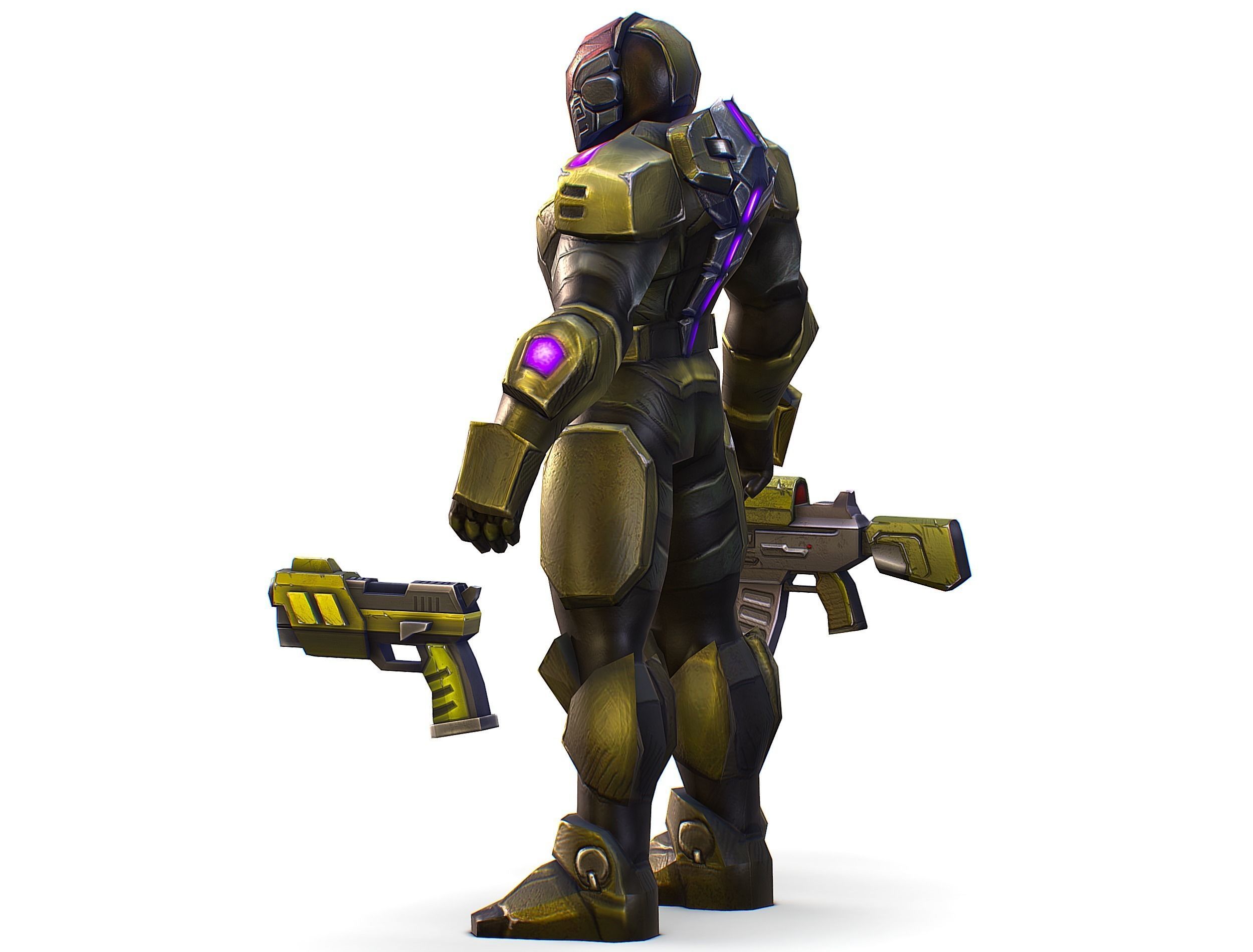 Sci-Fi Man Cyborg male Drone Trooper Soldier Low-poly 3D model_13