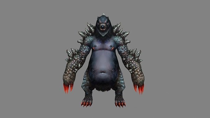 Godzilla - black bear monster Low-poly 3D model