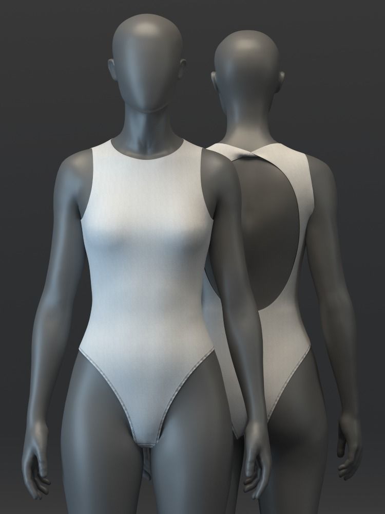 Open Rear Bodysuit 3D model_2
