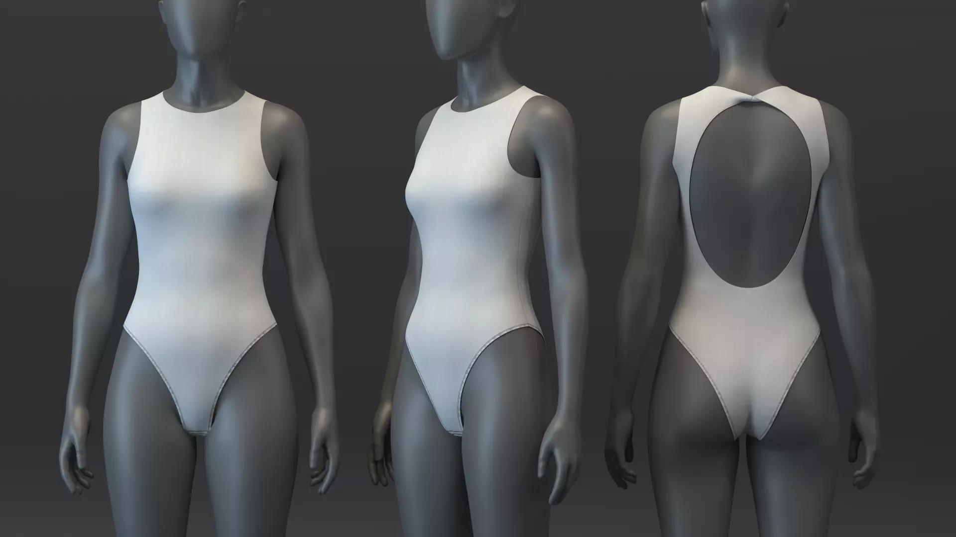 Open Rear Bodysuit 3D model_0
