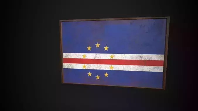Old Picture Frame With Cabo Verde Flag - Game Ready PBR