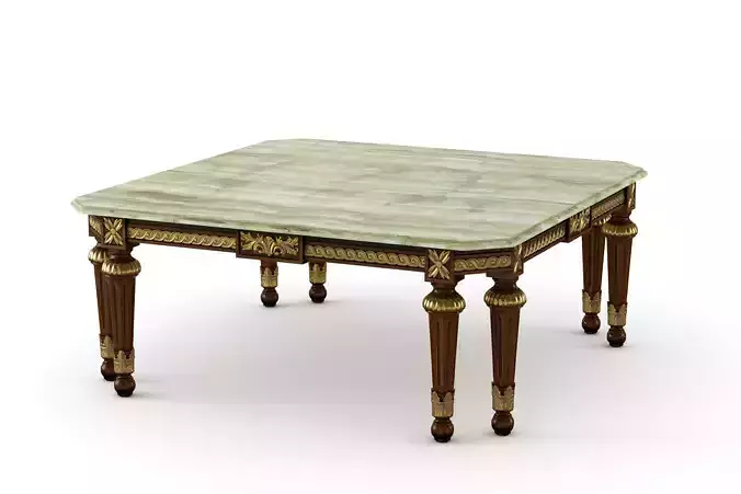 SQUARE COFFEE TABLE WITH GREEN ONYX 3D model