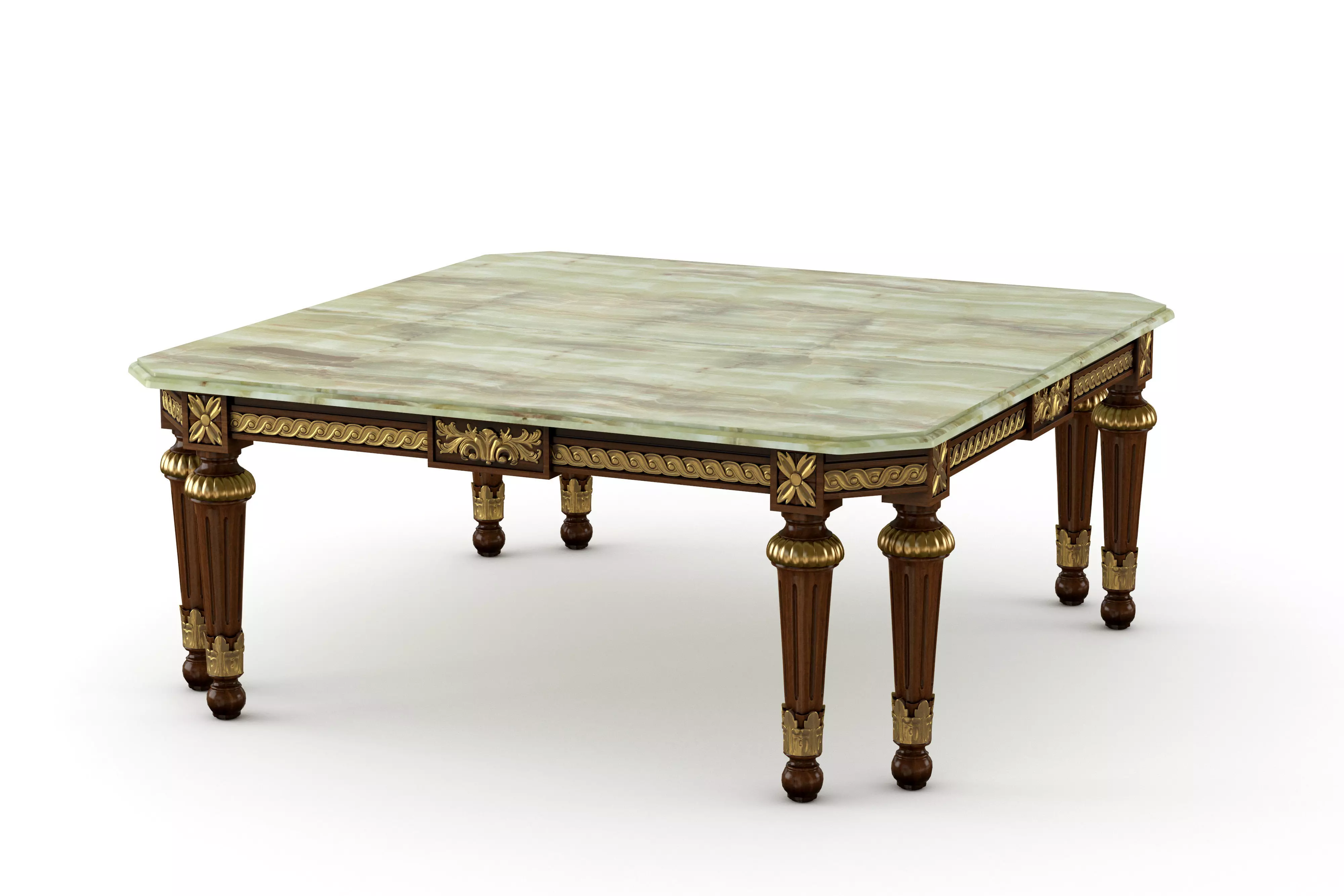 SQUARE COFFEE TABLE WITH GREEN ONYX 3D model_0