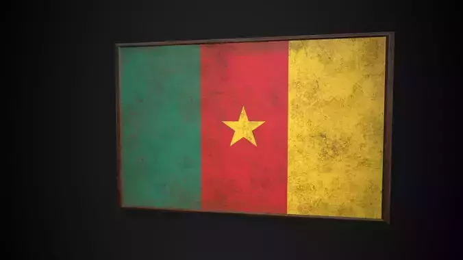 Old Picture Frame With Cameroon Flag - Game Ready PBR