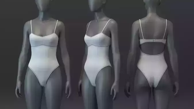 Open Back Strappy Bodysuit 3D model