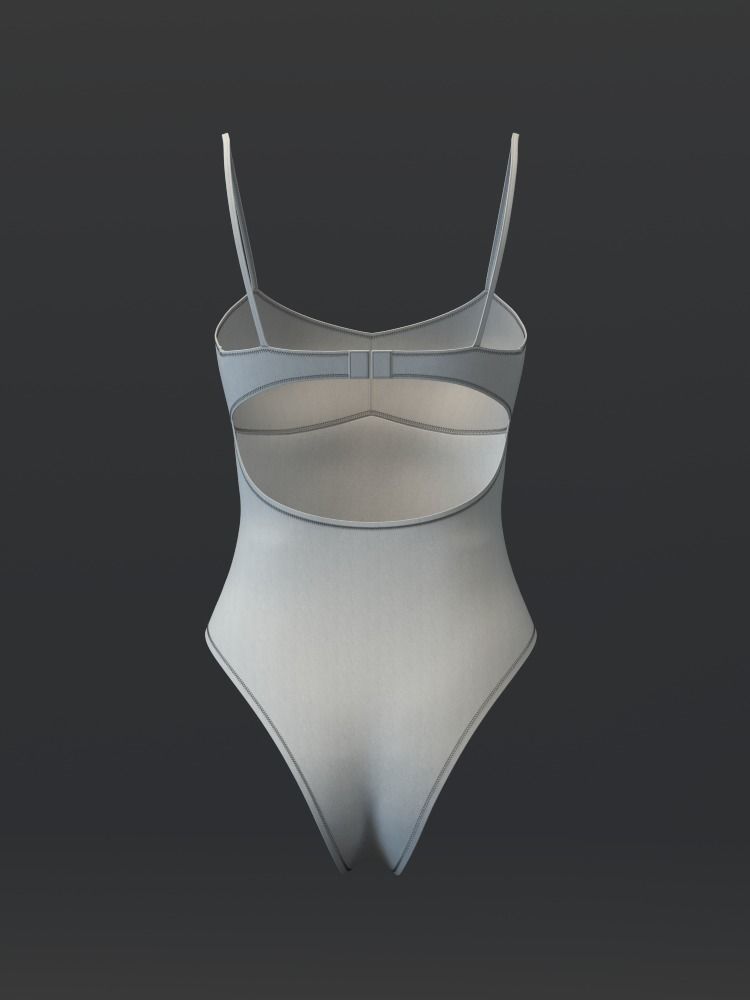 Open Back Strappy Bodysuit 3D model_9