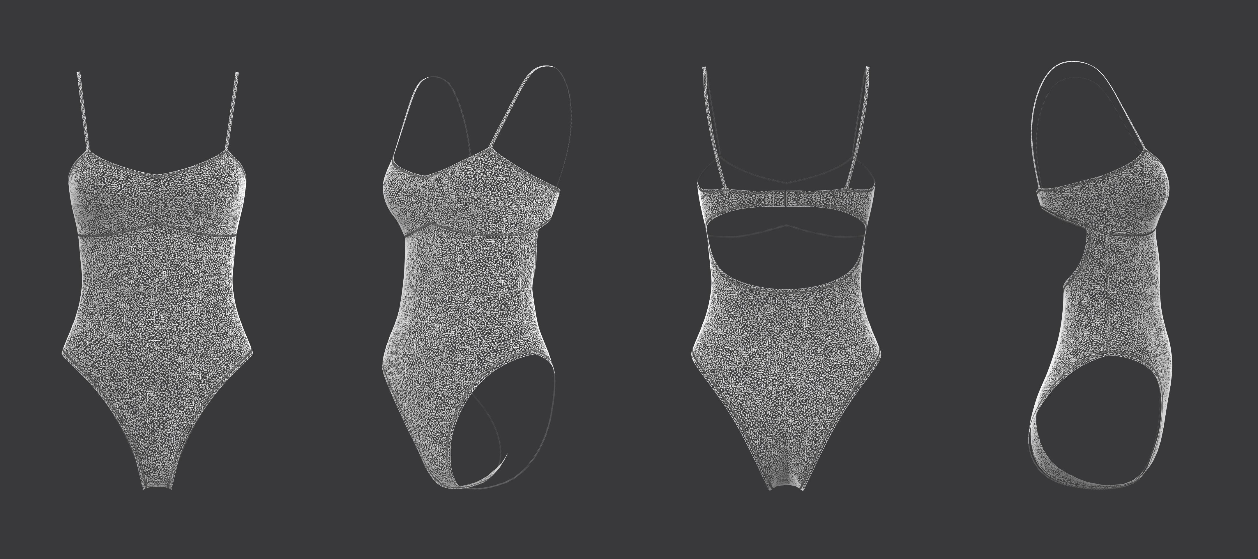 Open Back Strappy Bodysuit 3D model_11