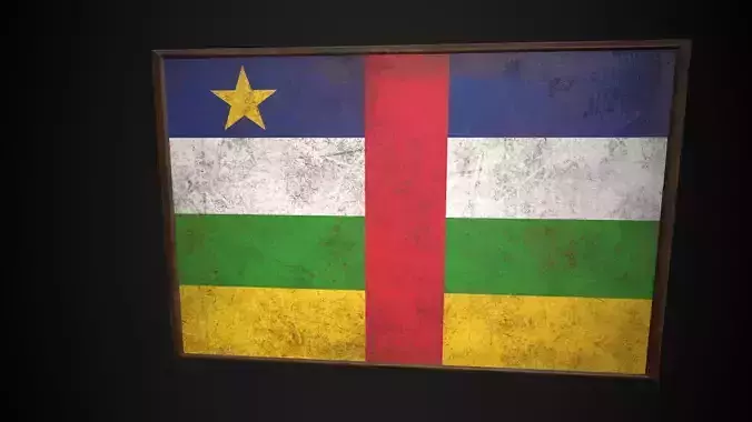 Old Picture Frame With  Central African Republic Flag Flag Low-poly 3D model