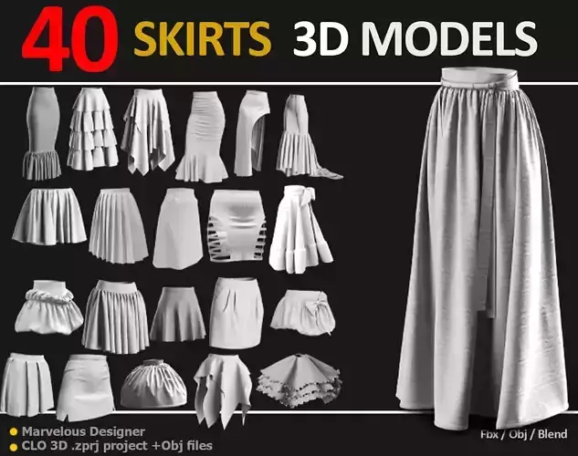 40 SKIRTS 3D MODELS MADE FOR WOMEN AND MEN