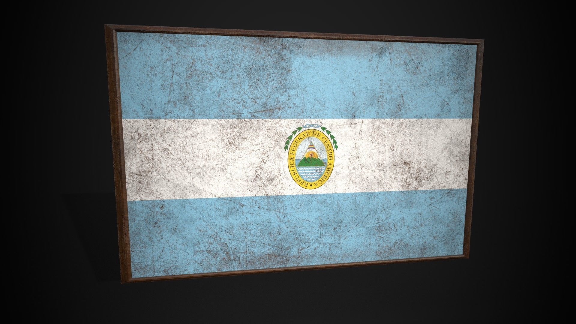 Old Picture Frame With Federal Republic of Central America Flag Low-poly 3D model_4