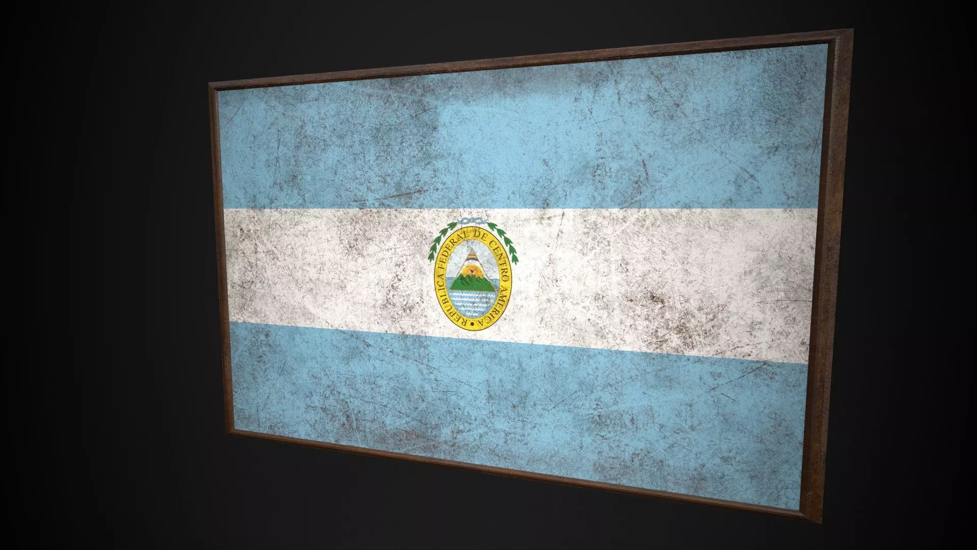 Old Picture Frame With Federal Republic of Central America Flag Low-poly 3D model_0