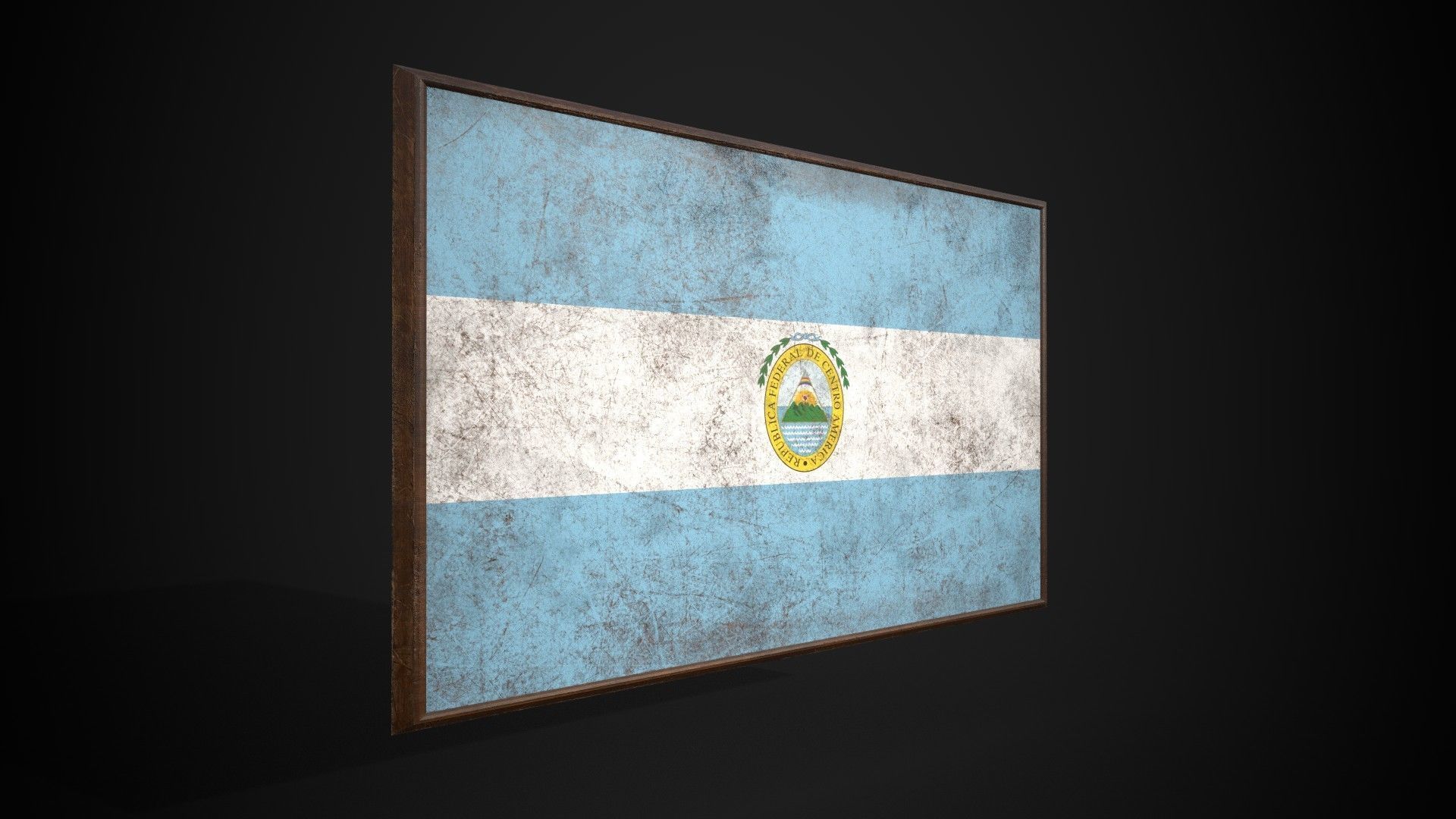 Old Picture Frame With Federal Republic of Central America Flag Low-poly 3D model_2