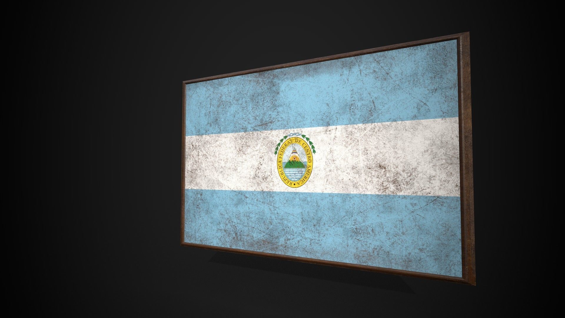 Old Picture Frame With Federal Republic of Central America Flag Low-poly 3D model_3