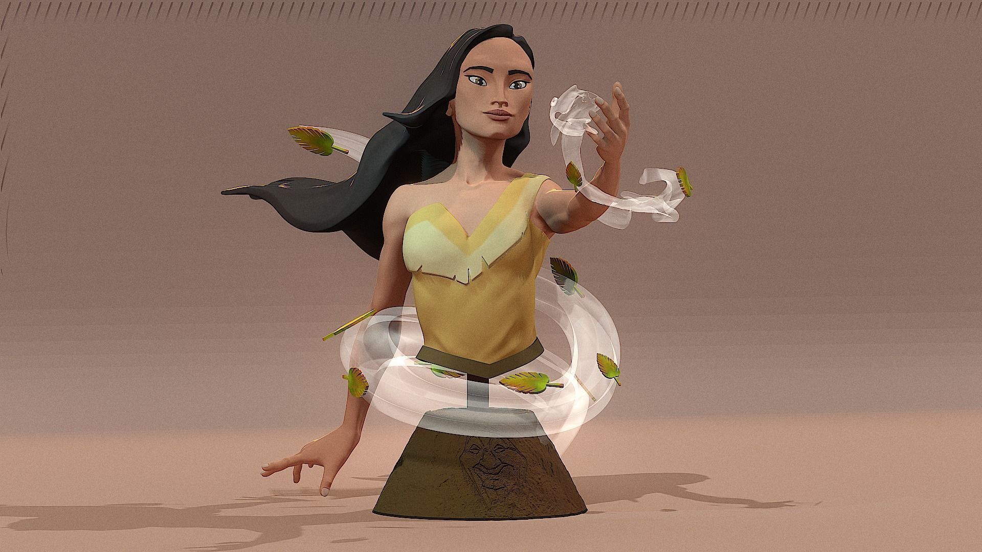 FIGURINE POCAHONTAS BUSTE 3D print model_3