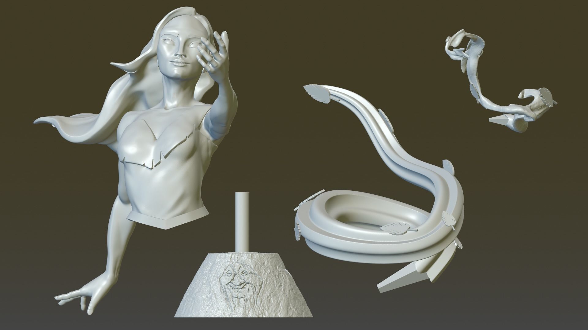 FIGURINE POCAHONTAS BUSTE 3D print model_4
