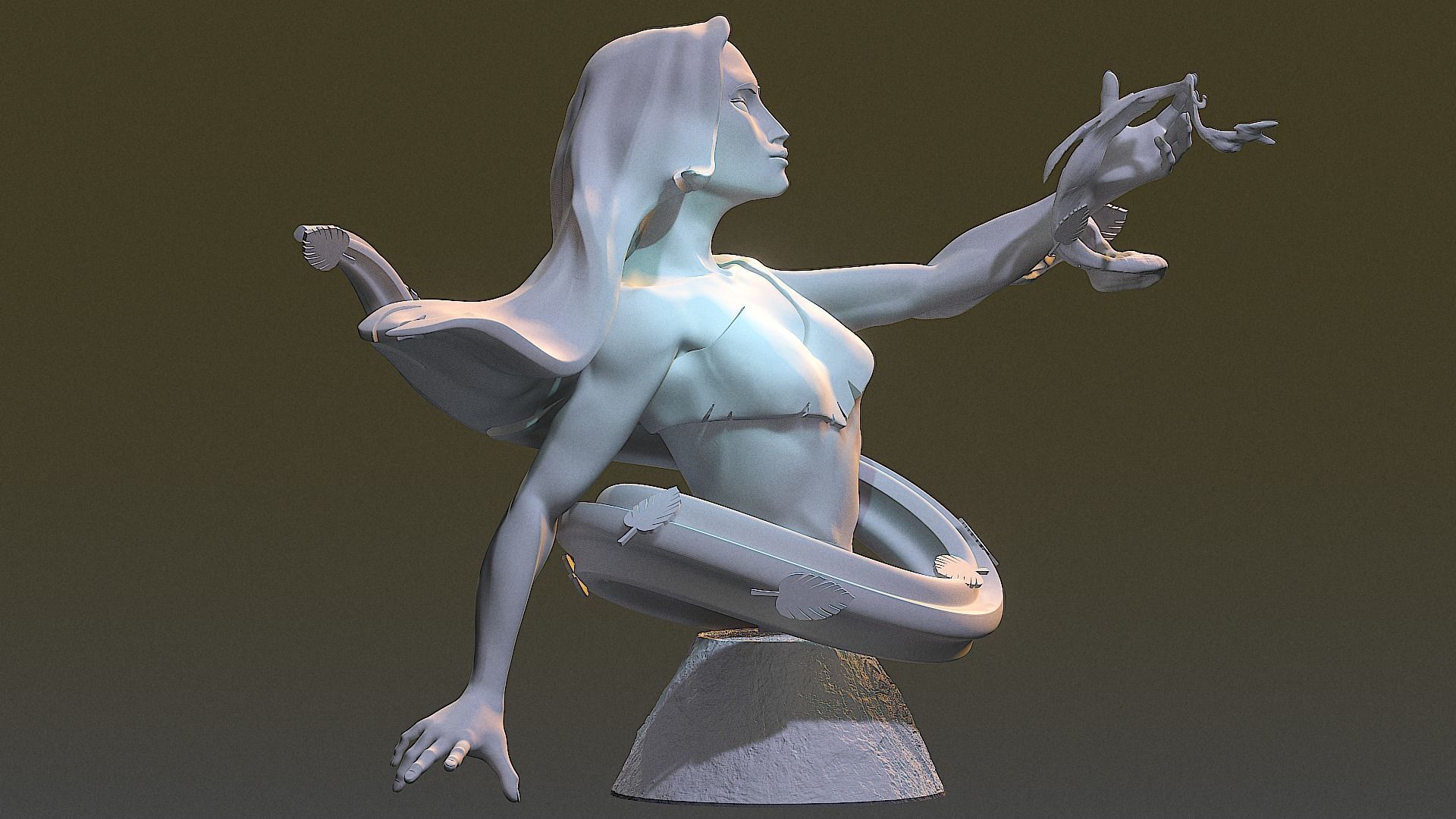 FIGURINE POCAHONTAS BUSTE 3D print model_6