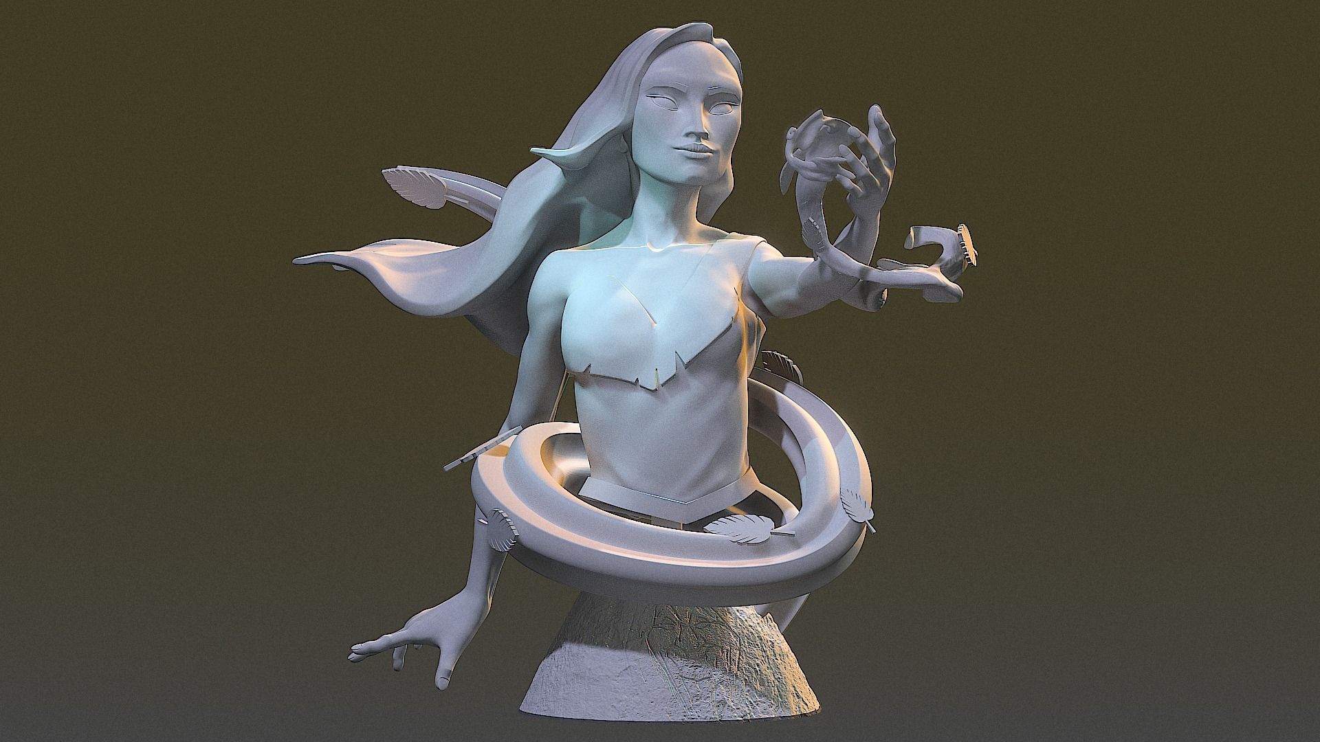 FIGURINE POCAHONTAS BUSTE 3D print model_5