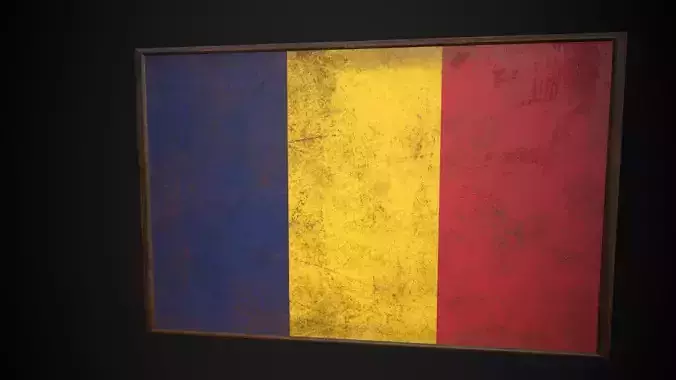 Old Picture Frame With Chad Flag - Game Ready PBR