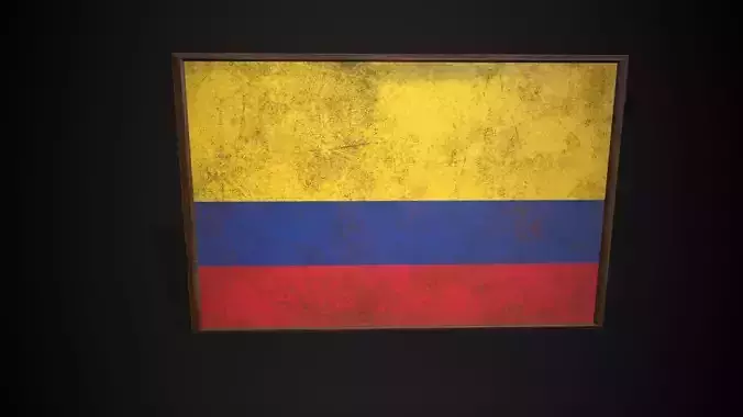 Old Picture Frame With Colombia Flag - Game Ready PBR