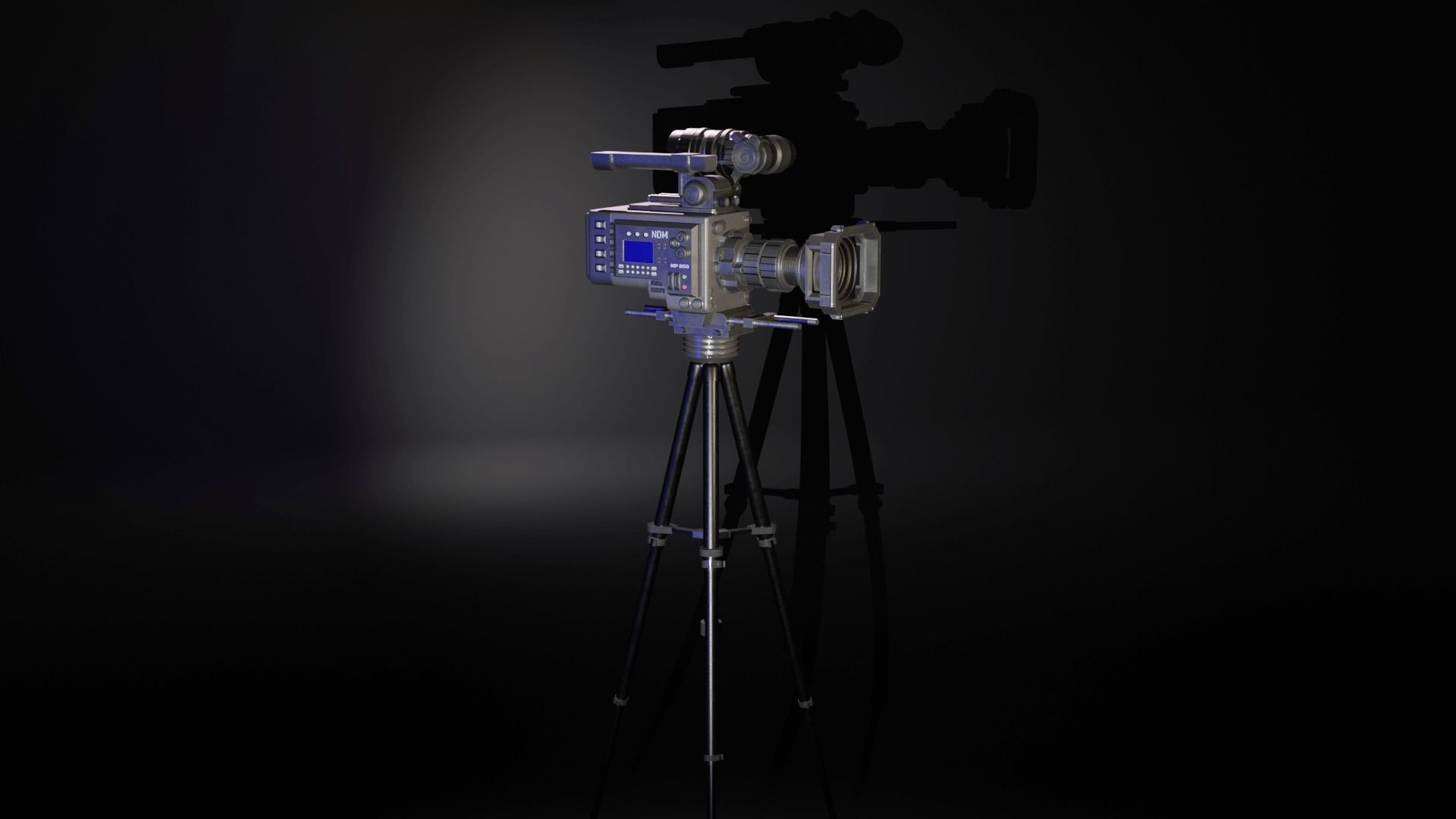 TV Camera with Tripod Low-poly 3D model_3