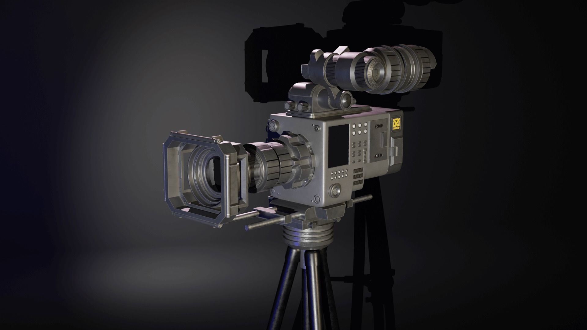 TV Camera with Tripod Low-poly 3D model_1