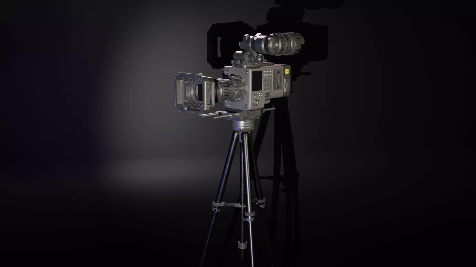 TV Camera with Tripod Low-poly 3D model_0